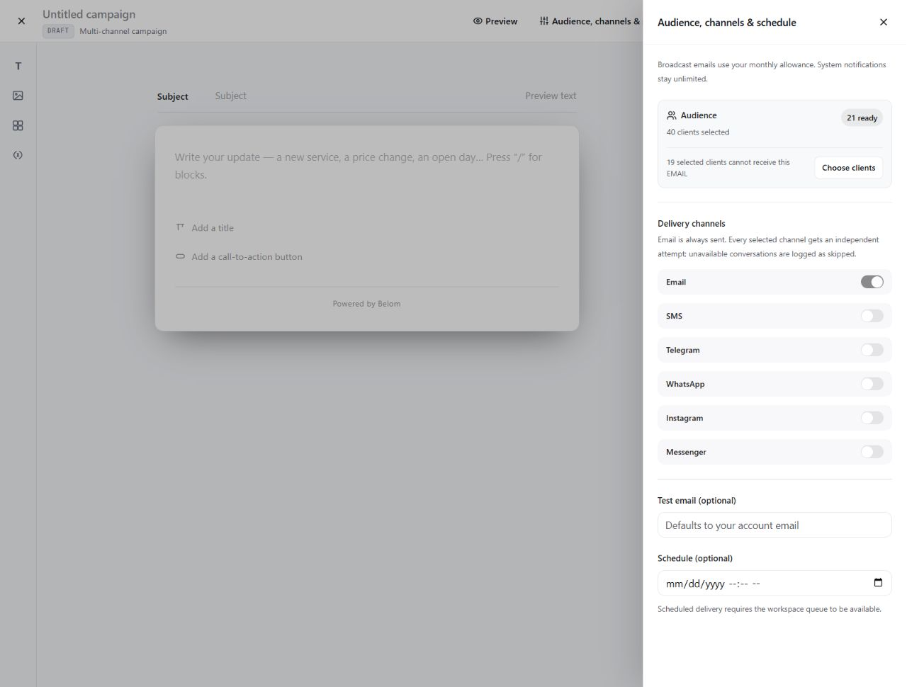 a Belom campaign built from real client data