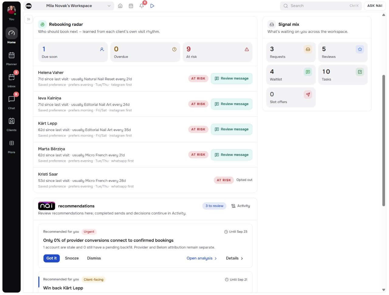 Today’s Opportunities product view